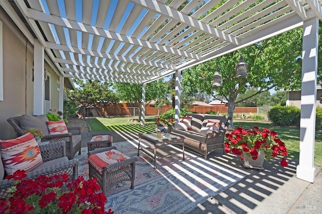 23180 Maffei Rd, Sonoma, CA 95476 - view of patio / terrace with outdoor lounge area and a pergola