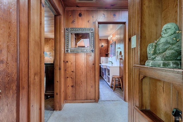 20215 Willow Rd, Monte Rio, CA 95462 - hall featuring wooden walls and carpet