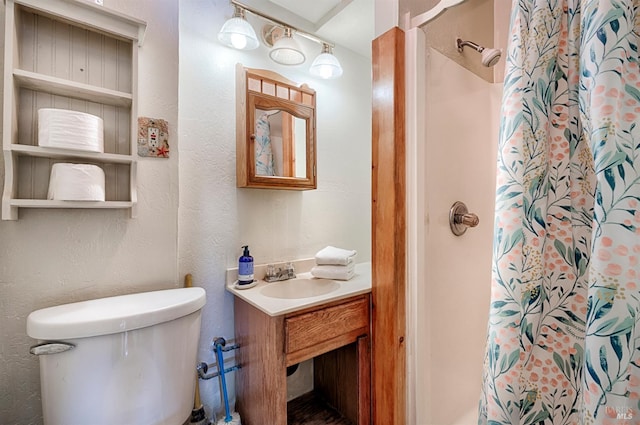 20215 Willow Rd, Monte Rio, CA 95462 - full bathroom featuring a shower with curtain, toilet, and vanity