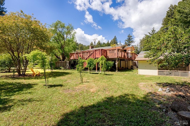 20215 Willow Rd, Monte Rio, CA 95462 - view of grassy yard with a deck