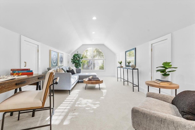 1358 Sylvan Ct, Healdsburg, CA 95448 - living area with light carpet, vaulted ceiling, and recessed lighting