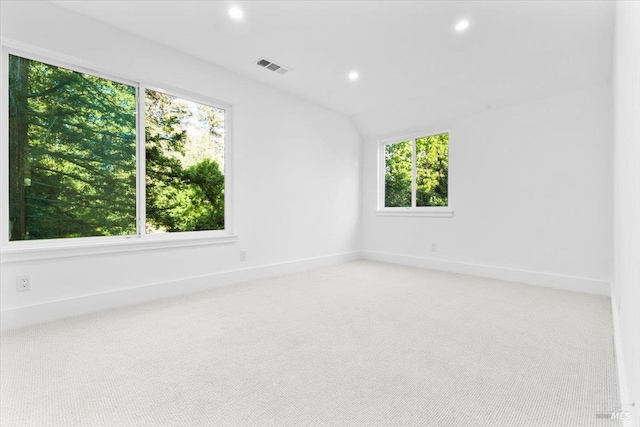 1358 Sylvan Ct, Healdsburg, CA 95448 - spare room with light colored carpet, recessed lighting, baseboards, and vaulted ceiling