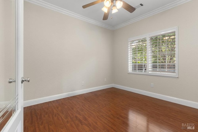 3704 Chapparal Ct, Fairfield, CA 94534 - empty room with wood finished floors, ceiling fan, ornamental molding, and baseboards