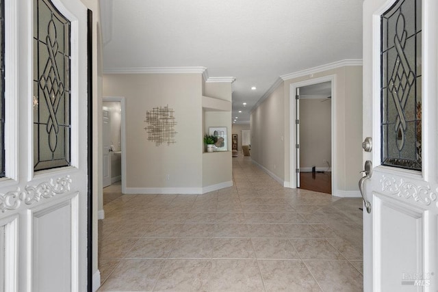 3704 Chapparal Ct, Fairfield, CA 94534 - entrance foyer with ornamental molding, light tile patterned floors, baseboards, and recessed lighting