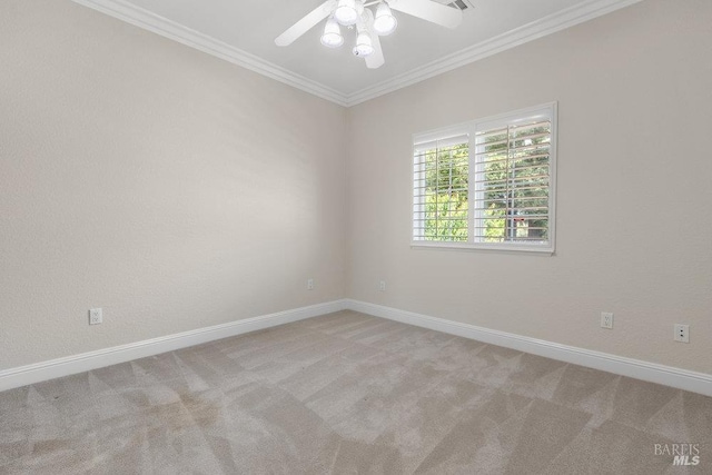 3704 Chapparal Ct, Fairfield, CA 94534 - carpeted empty room featuring a ceiling fan, crown molding, and baseboards