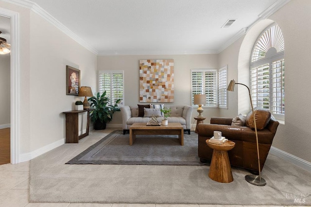 3704 Chapparal Ct, Fairfield, CA 94534 - carpeted living room featuring crown molding and baseboards