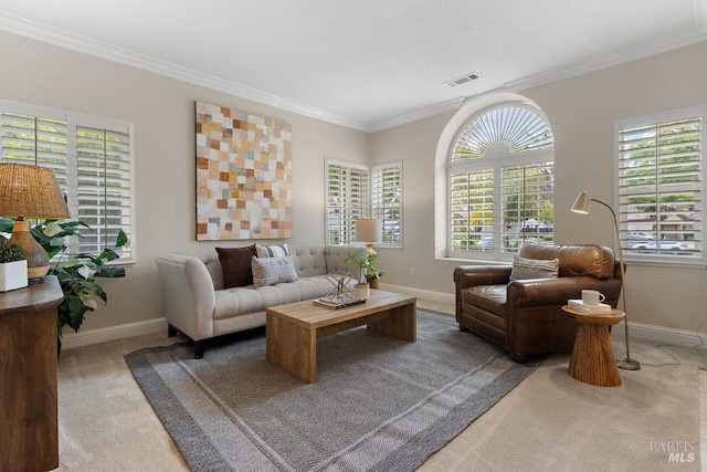 3704 Chapparal Ct, Fairfield, CA 94534 - carpeted living room featuring ornamental molding and baseboards