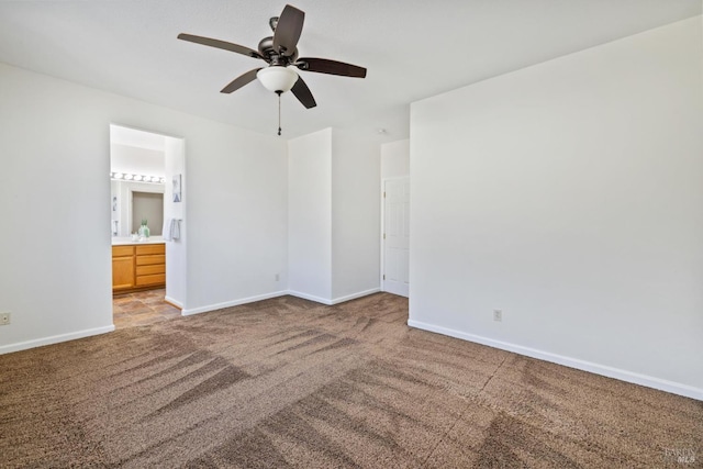 5151 Freitas Pl, Fairfield, CA 94533 - unfurnished bedroom featuring light carpet, baseboards, ensuite bathroom, and ceiling fan