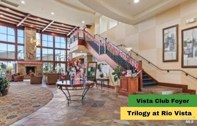 670 Turnberry Ter, Rio Vista, CA 94571 - common area with a towering ceiling, stairway, and recessed lighting