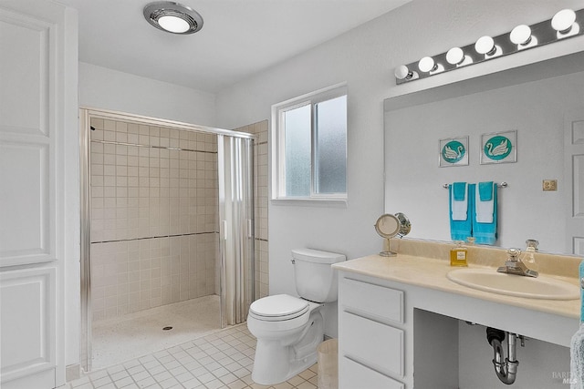 607 Tobin Dr, Vallejo, CA 94589 - bathroom featuring toilet, a stall shower, tile patterned floors, and vanity