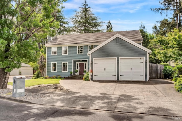 3371 Crystal Ct, Napa, CA 94558 - colonial inspired home featuring concrete driveway, a chimney, and an attached garage
