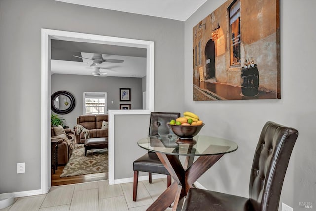 3371 Crystal Ct, Napa, CA 94558 - dining space featuring a ceiling fan and baseboards