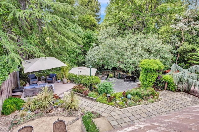 3371 Crystal Ct, Napa, CA 94558 - view of yard featuring a deck, an outdoor living space, fence, and a patio