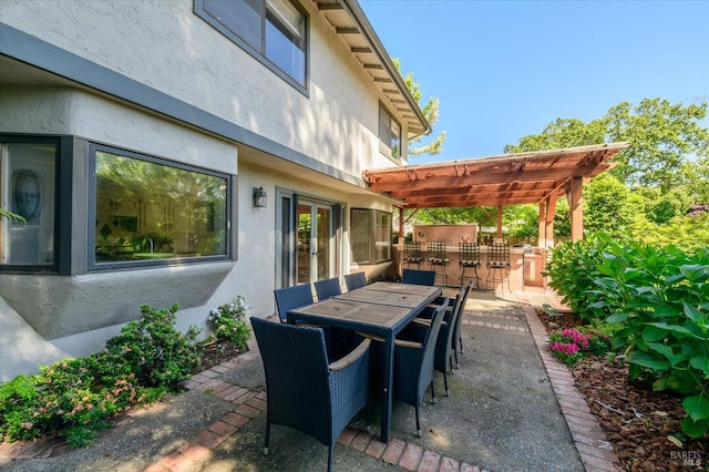4078 Tokay Dr, Napa, CA 94558 - view of patio / terrace featuring outdoor dining space, an outdoor kitchen, french doors, and a pergola