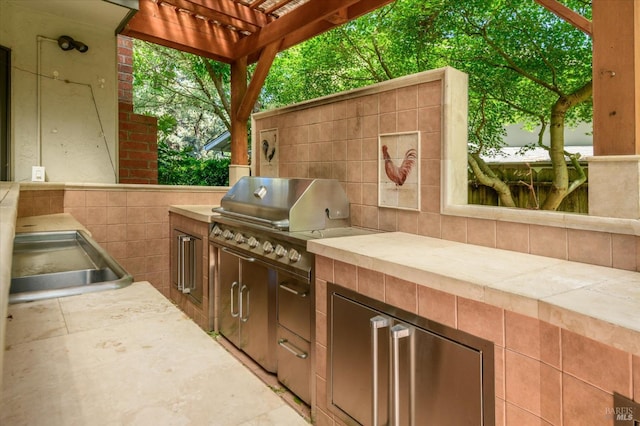 4078 Tokay Dr, Napa, CA 94558 - view of patio / terrace featuring grilling area, an outdoor kitchen, and a pergola