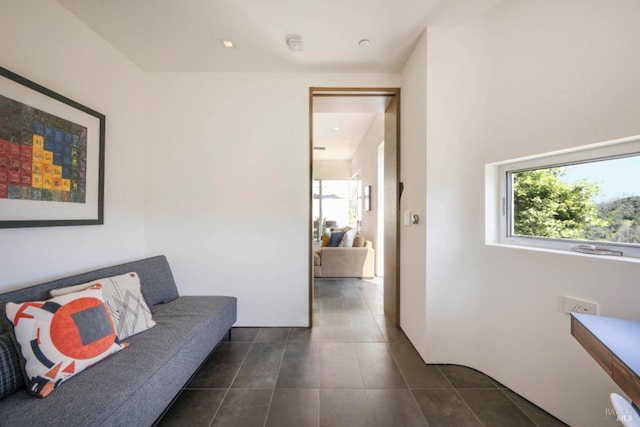 8909 Mill Creek Rd, Healdsburg, CA 95448 - hallway featuring dark tile patterned flooring