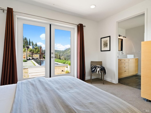 8909 Mill Creek Rd, Healdsburg, CA 95448 - bedroom featuring baseboards, recessed lighting, and access to exterior