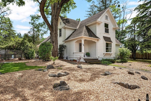 1466 Cooper Rd, Sebastopol, CA 95472 - view of front of property with fence, a shingled roof, and covered porch