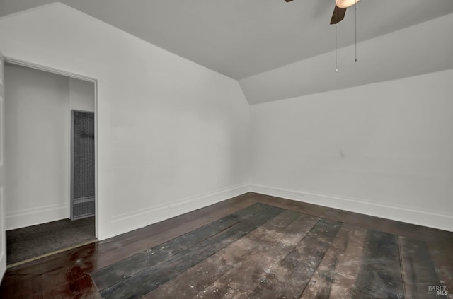 1466 Cooper Rd, Sebastopol, CA 95472 - additional living space with a heating unit, lofted ceiling, wood-type flooring, baseboards, and a ceiling fan