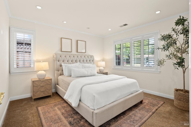 6 Tyler St, Novato, CA 94947 - bedroom featuring carpet flooring, baseboards, crown molding, and recessed lighting