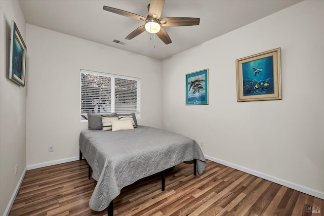17962 Bunker Rd, Hidden Valley Lake, CA 95467 - bedroom featuring wood finished floors, baseboards, and a ceiling fan
