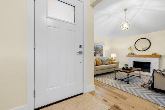 8017 Washington Ave, Sebastopol, CA 95472 - entrance foyer with wood finished floors and a brick fireplace