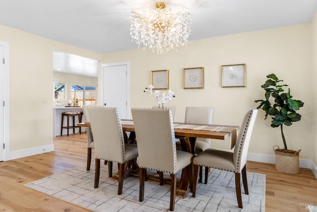 8017 Washington Ave, Sebastopol, CA 95472 - dining room with a chandelier, wood finished floors, and baseboards