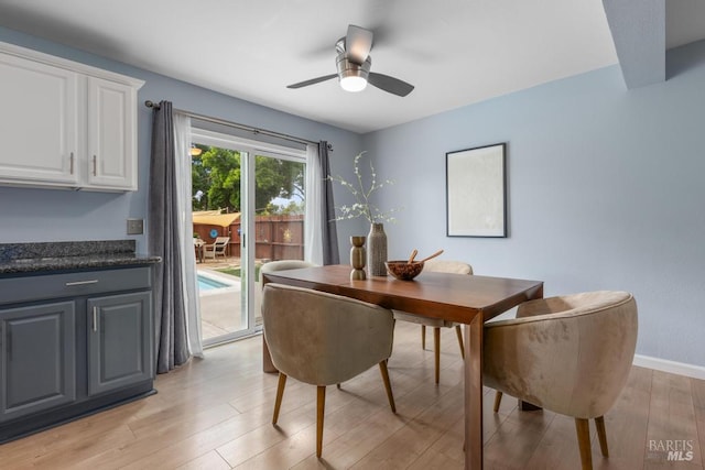 2835 Owens St, Fairfield, CA 94534 - dining room with light wood finished floors, ceiling fan, and baseboards