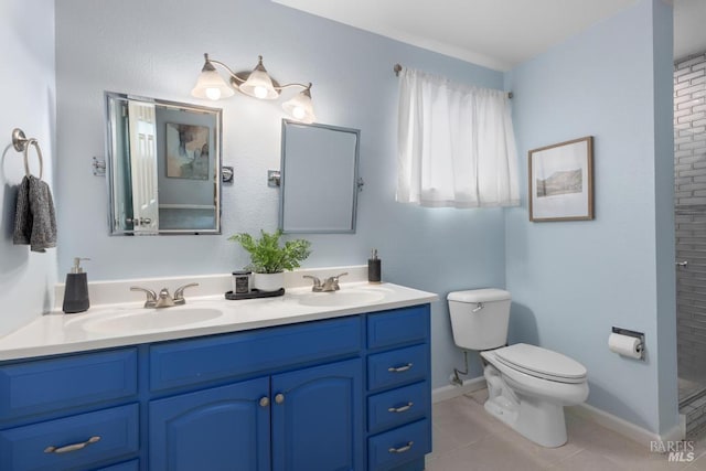2835 Owens St, Fairfield, CA 94534 - full bathroom featuring toilet, tile patterned flooring, double vanity, a shower, and baseboards