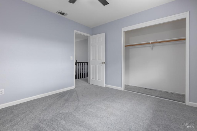 2835 Owens St, Fairfield, CA 94534 - unfurnished bedroom featuring carpet, baseboards, a closet, and ceiling fan