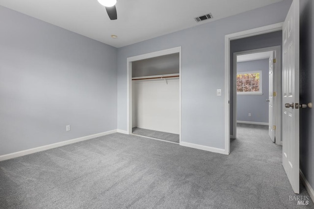 2835 Owens St, Fairfield, CA 94534 - unfurnished bedroom with carpet, baseboards, a closet, and ceiling fan