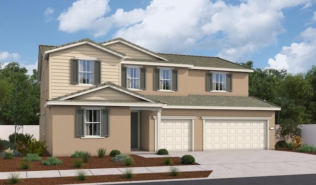 1216 Silver Feather Way, Roseville, CA 95747 - view of front of home with a garage, driveway, stucco siding, and fence