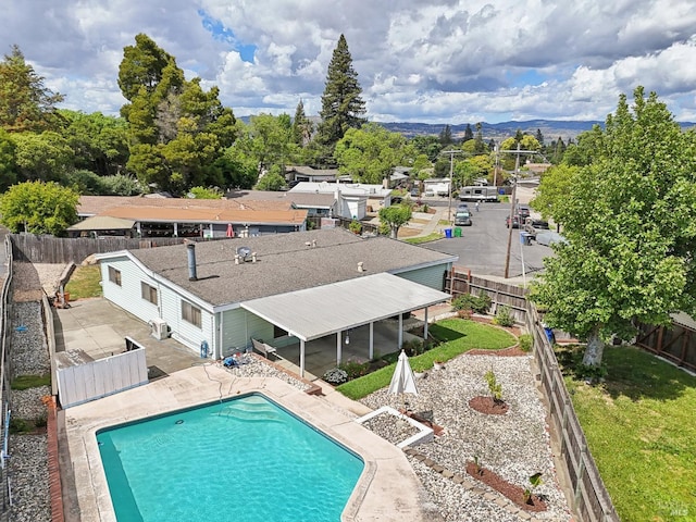 2889 Keller Ct, Napa, CA 94558 - view of swimming pool featuring a fenced backyard, a patio area, and a mountain view