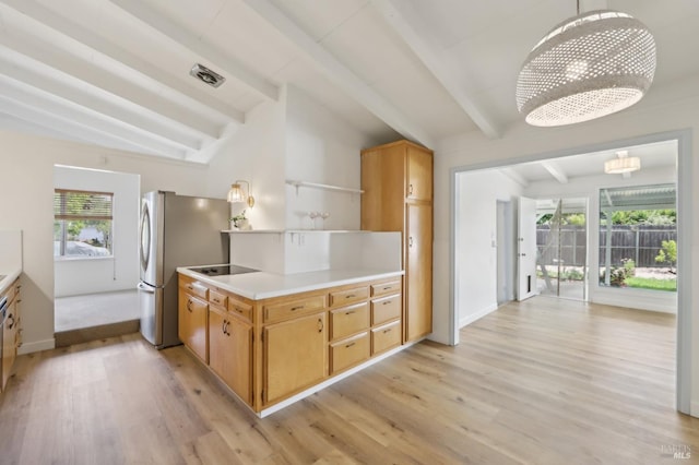 2889 Keller Ct, Napa, CA 94558 - kitchen with a chandelier, light wood finished floors, plenty of natural light, and light countertops