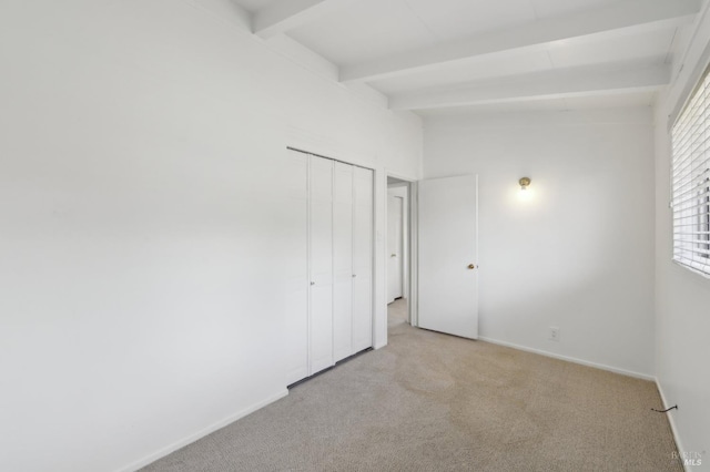 2889 Keller Ct, Napa, CA 94558 - unfurnished bedroom with carpet, beam ceiling, a closet, and baseboards