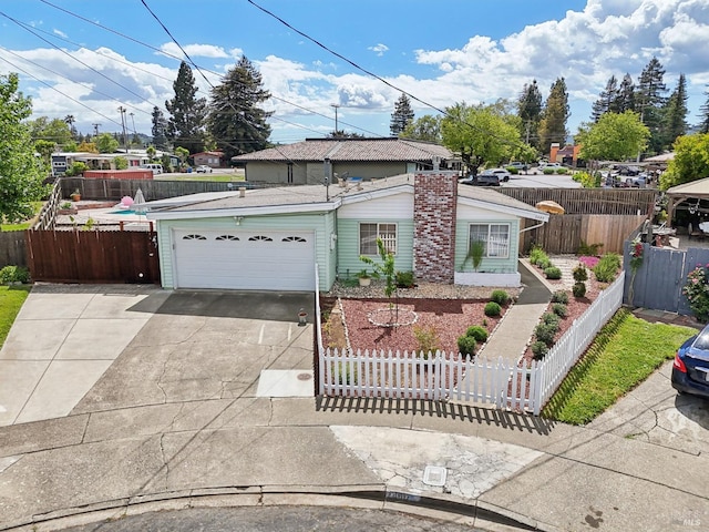 2889 Keller Ct, Napa, CA 94558 - view of front of property featuring a garage, a fenced front yard, and driveway