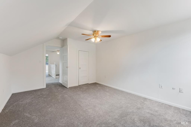 2951 Thorn Rd, Sebastopol, CA 95472 - carpeted empty room featuring a ceiling fan, vaulted ceiling, and baseboards
