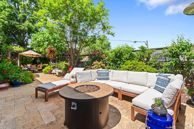 1261 Landmark Dr, Vallejo, CA 94591 - view of patio / terrace with an outdoor living space with a fire pit and outdoor dining space