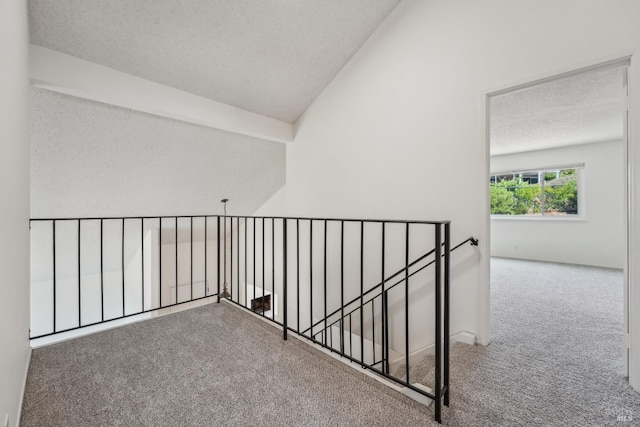 543 Sandy Way, Benicia, CA 94510 - corridor with carpet floors, an upstairs landing, lofted ceiling, and a textured ceiling