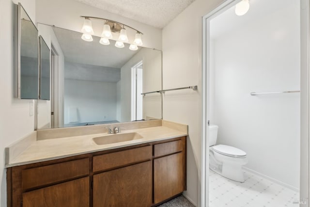 543 Sandy Way, Benicia, CA 94510 - bathroom with toilet, vanity, tile patterned floors, and a textured ceiling