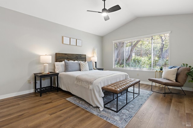 358 Paddlewheel Dr, Vallejo, CA 94591 - bedroom with vaulted ceiling, wood finished floors, baseboards, and ceiling fan