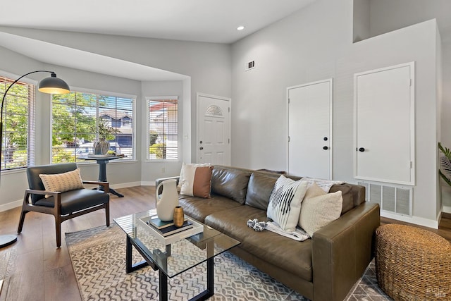 358 Paddlewheel Dr, Vallejo, CA 94591 - living room with vaulted ceiling, baseboards, wood finished floors, and recessed lighting