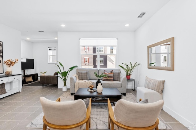 336 Pear Tree Ln Unit D, Napa, CA 94558 - living room featuring light tile patterned flooring, recessed lighting, and baseboards