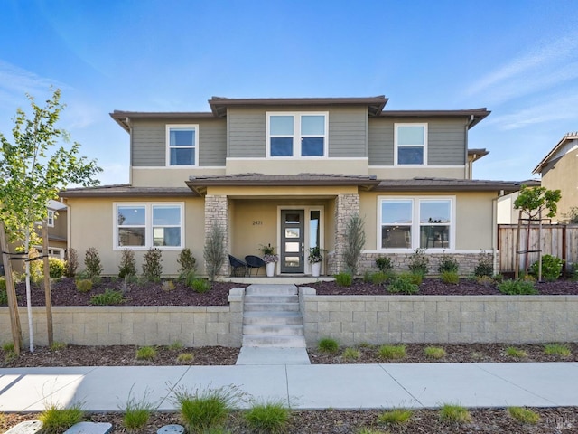 2471 Lake Club Dr, Fairfield, CA 94533 - prairie-style home featuring stucco siding and stone siding