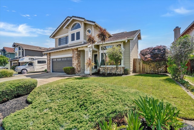 149 Countryview Ct, Vallejo, CA 94591 - view of front of home featuring an attached garage, concrete driveway, and stone siding