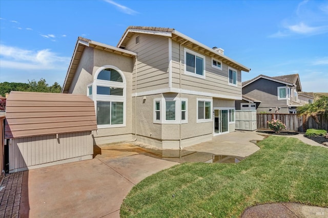 149 Countryview Ct, Vallejo, CA 94591 - rear view of property featuring a patio, a chimney, and stucco siding