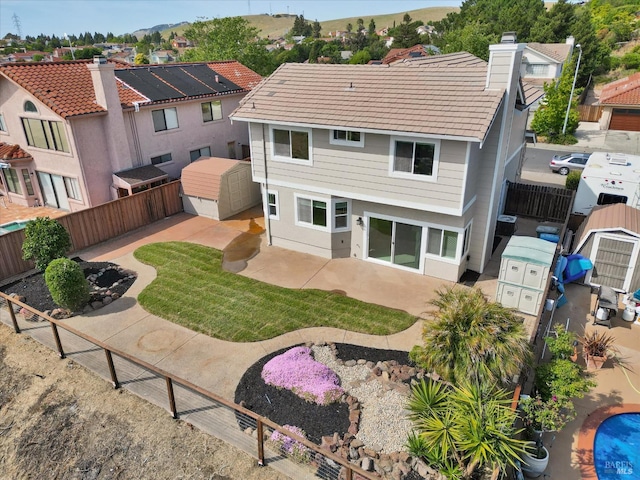 149 Countryview Ct, Vallejo, CA 94591 - rear view of property featuring a fenced backyard, a patio area, a chimney, and a residential view