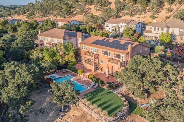 819 Bridle Ridge Dr, Fairfield, CA 94534 - aerial perspective of suburban area featuring a pool