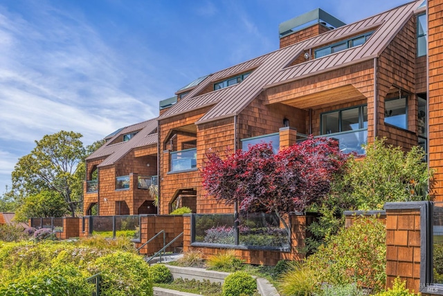 1910 Mar W St, Tiburon, CA 94920 - view of front of home with a standing seam roof and metal roof