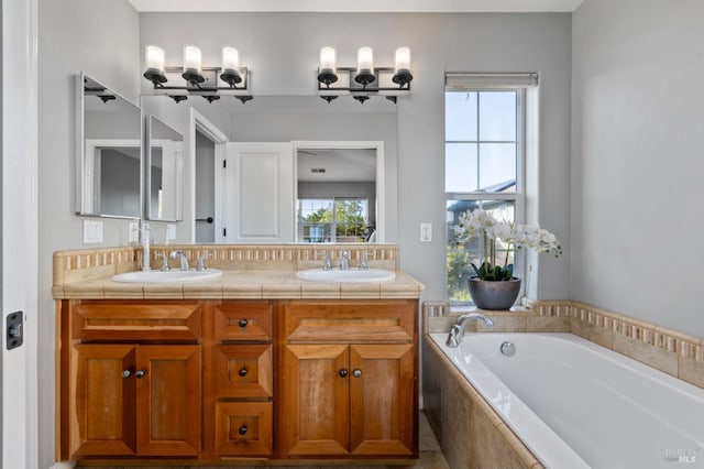 2817 Windmill Dr, Santa Rosa, CA 95403 - bathroom featuring double vanity and a garden tub